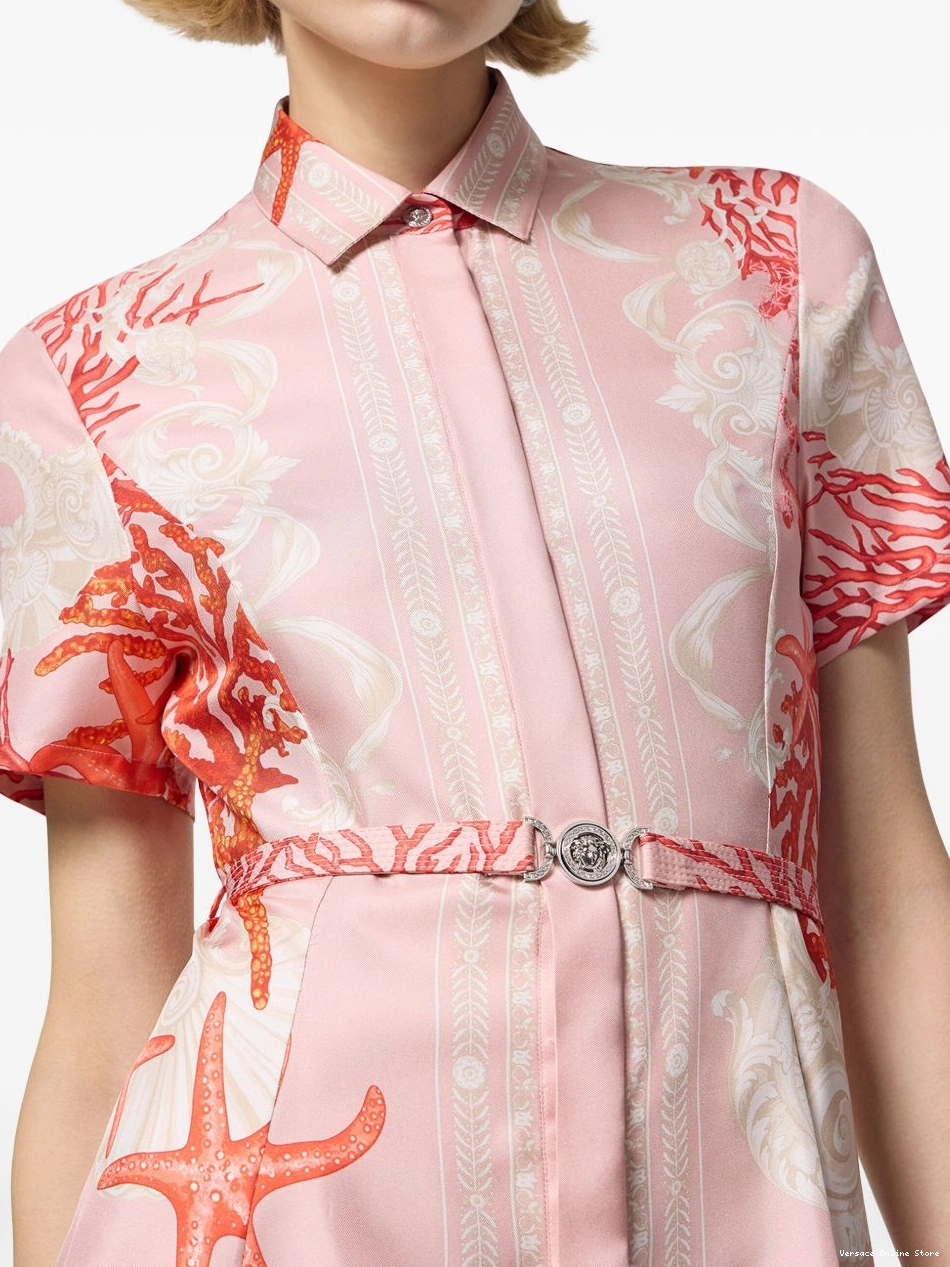 Cheap Versace Barocco silk shirt Women dress Sea 0331